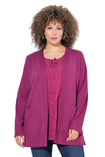 Ulla Popken Women's Sweatjacke, Waffelstruktur, offene Form, Langarm Sweatshirt, magnolienrot, 62-64 von Ulla Popken