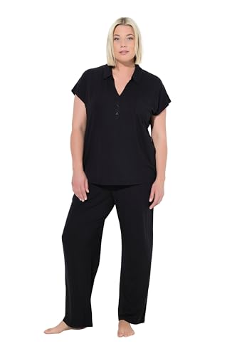gs1 data protected company 4069787000005 Women's Pyjama, Oversized, Zweiteiler, Hemdkragen, Halbarm Pajama Set, schwarz, 62-64 von Ulla Popken