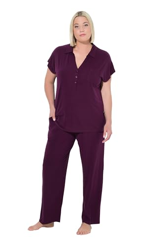 gs1 data protected company 4069787000005 Women's Pyjama, Oversized, Zweiteiler, Hemdkragen, Halbarm Pajama Set, traubenrot, 62-64 von Ulla Popken