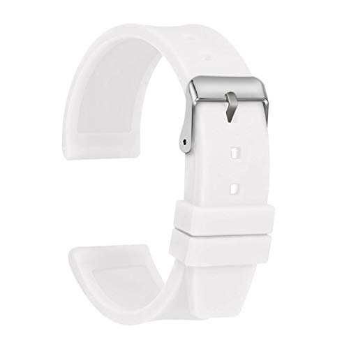 ULLCHRO Unisex Kautschuk Armband mit Edelstahl Silberne Schnalle 16mm Weiß von ULLCHRO