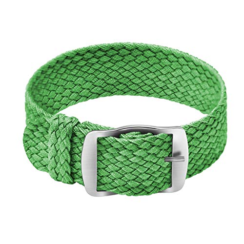 ULLCHRO Unisex Perlon Nylon Armband mit Edelstahl Silberne Schnalle 16mm Grün von ULLCHRO
