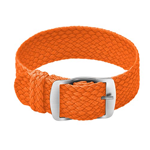 ULLCHRO Unisex Perlon Nylon Armband mit Edelstahl Silberne Schnalle 20mm Orange von ULLCHRO