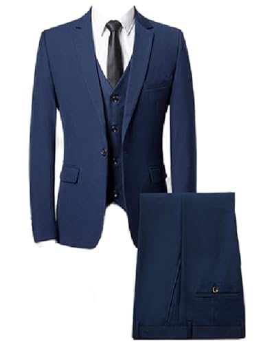 Ulnomio Herren 3-teiliger Anzug EIN Knopf mit Kerbrevers Jacke Weste Hose Alltag/Freizeit/Abendessen von Ulnomio