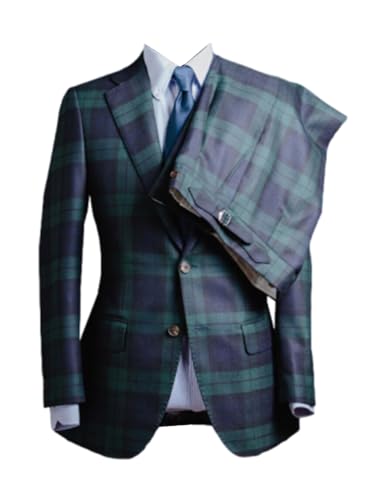 Ulnomio Herren Karierter 2-teiliger Anzug Zwei Knöpfe Jacke und Hose für Weihnachtsessen Freizeit von Ulnomio