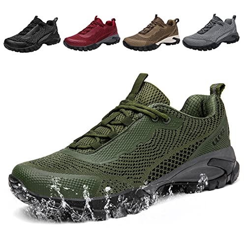 Ulogu Wanderschuhe Herren Damen Wasserdicht Atmungsaktiv Trekkingschuhe Leicht Outdoorschuhe Wanderhalbschuhe rutschfeste Bergschuhe Kletterschuhe, Grün, Gr.46 von Ulogu