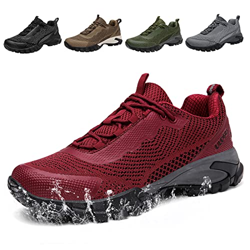 Ulogu Wanderschuhe Herren Damen Wasserdicht Atmungsaktiv Trekkingschuhe Leicht Outdoorschuhe Wanderhalbschuhe rutschfeste Bergschuhe Kletterschuhe, Rot, Gr.38 von Ulogu