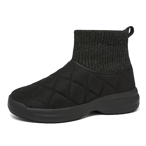 Ulogu Winterschuhe Damen Gefüttert Stiefel Warm Winterstiefel Wasserdicht Winter Stiefel, Schwarz, Size 38 von Ulogu