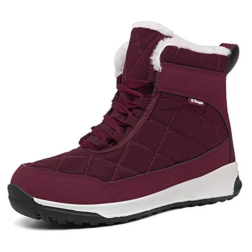 Ulogu Winterschuhe Damen Gefüttert Boots Warm Winterstiefel Outdoor Winter Stiefel, Farbe: Rot, Size 37 von Ulogu