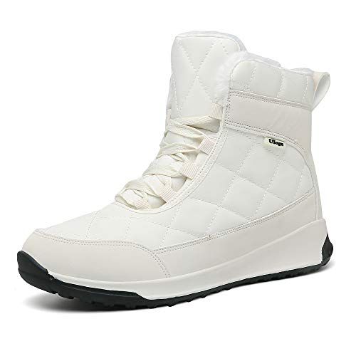 Ulogu Winterschuhe Damen Gefüttert Boots Warm Winterstiefel Outdoor Winter Stiefel, Farbe: Weiß, Size 39 von Ulogu