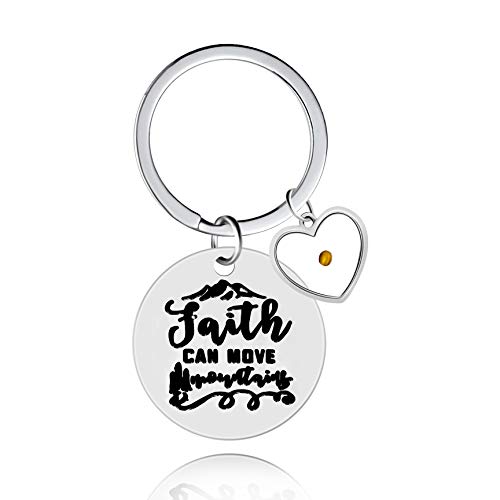 Inspirierende christliche Schlüsselbund Glaube kann Berge bewegen Senfkorn Charms Schlüsselring für Männer Frauen Y1016 von Uloveido