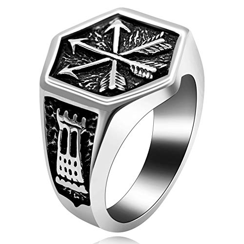 Ulovedio Hexagon Arrows Schmuck Ring Männer Geburtstag Jubiläum Party Punk Ring Breite Edelstahl Band Ring für Männer Y522 von Uloveido