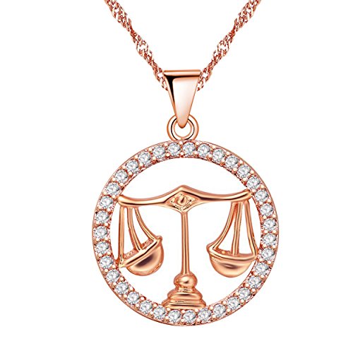 Uloveido 12 Sternzeichen Konstellation Libra Anhänger Halskette mit weißem Kubikzircon für Mädchen Geburtstagsgeschenk N1047 von Uloveido