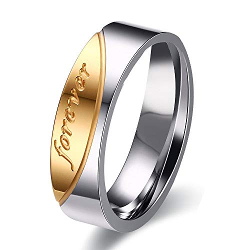 Uloveido 6mm Herren Titan Edelstahl Gold Love Forever Ring Zweifarbige Eheringringe für Ihn CR058 (Herren, Größe 57) von Uloveido