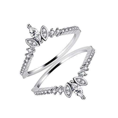 Uloveido 925 Sterling Silber Ring mit Zirkonia Marquiseschliff WR133 Kristall Zirkonia Kristall Zirkonia 2 Stück, Kristall, Zirkonia von Uloveido