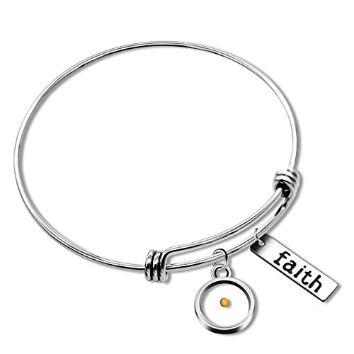 Uloveido Christian Armband Glaube Armband Senfkorn Glaube Verstellbarer Armreif Religiöser Schmuck Geschenke für Männer und Frauen Y558 (Rund) von Uloveido