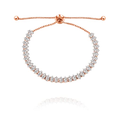Uloveido Classical Pear Cut Cubic Zirconia Tennis Bracelet Crystal Adjustable Link Chain Bracelets Birthday Gifts for Women Y2693 (Silver Color) (Y2693-Roségold) von Uloveido