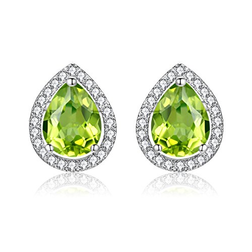 Uloveido Damen 925 Sterling Silber Birne geschnitten Teardrop Peridot Piercing Stud Clip auf August Birthstone Jubiläum Versprechen Ohrringe (grün, 0,85 ct) CR004 von Uloveido