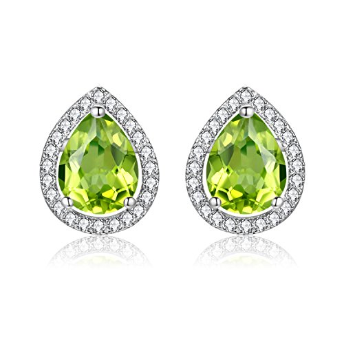 Uloveido Damen 925 Sterling Silber Birne geschnitten Teardrop Peridot Piercing Stud Clip auf August Birthstone Jubiläum Versprechen Ohrringe (grün, 0,85 ct) CR004 von Uloveido