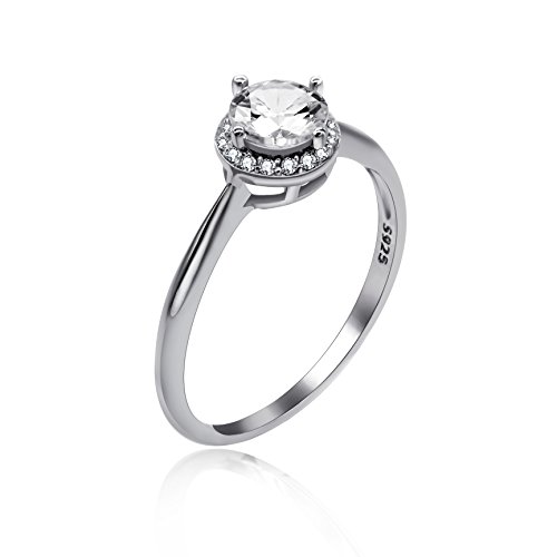 Uloveido Damen 925 Sterling Silber Solitaire Ringe Diamant Schnitt AAA Zirkonia Engagement Versprechen Ehering für Frauen Mädchen 1.54g Größe 49 (15.6) LJ045 von Uloveido