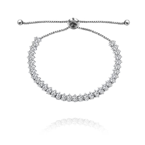 Uloveido Damen-Armband einreihig Zirkonia Diamant Kristall Tennis Armband Verstellbare Gliederkette Armbänder, Medium, Kristall, Zirkonia von Uloveido