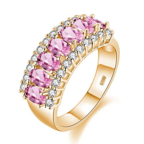 Uloveido Damen-Ewigkeitsring rosa Zirkonia Jahrestag Hochzeit Verlobung Ring für Sie (Größe 9, Pink) J501 von Uloveido