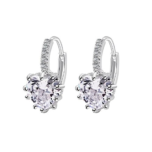 Uloveido Frauen Weiß Erstellt Diamond Heart Shaped Brilliant Schlenker Ohrringe für Mädchen BME131-Weiß von Uloveido