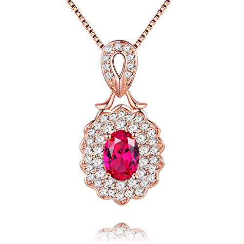 Uloveido Frauen 925 Sterling Silber ovale Form 0,9 Karat natürlichen rosa Topas Edelstein Anhänger Infinity Halskette Rose Gold überzogen FN008 (rosa Farbe) von Uloveido