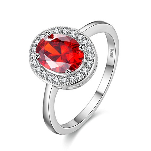 Uloveido Frauen Oval Rot Stein Hochzeit Verlobung Geburtstag Ring Schmuck Weißes Gold Überzogen Anniversary Promise Roter Ring für Mädchen PJ4262 Uloveido Frauen Oval Rot Stein Hochzeit Verlobung Geburtstag Ring Schmuck Weißes Gold Überzogen Anniversary Promise Roter Ring für Mädchen PJ4262 von Uloveido
