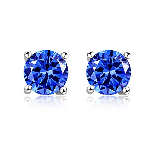 Uloveido Frauen Runde Blue Topas Edelstein Ohrringe 925 Sterling Silber Jubiläum Geburtstag Schmuck Geschenk Ohrringe mit Samt Box FR024 von Uloveido