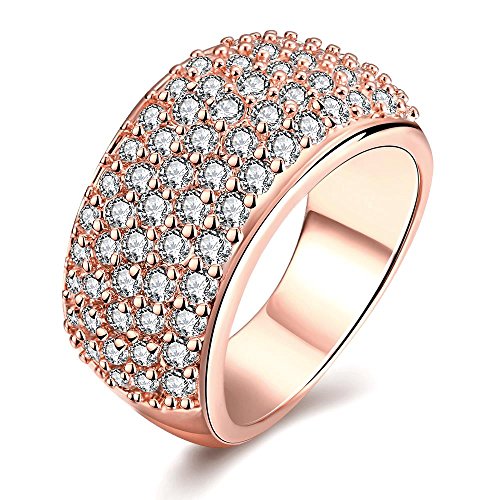 Uloveido Frauen Runde Sparky Zirkonia Pave Eternity Band Wide Hochzeit Verlobungsring CR002 (Rose Gold, 52 (16.6)) von Uloveido