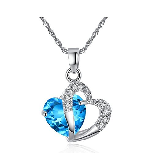 Uloveido Frauen Stilvolle Künstliche Blaue Edelstein Saphir Diamant Liebe Herzform Anhänger Kette Halskette Geschenkideen Geschenk für Mädchen N673-Blau Uloveido Frauen Stilvolle Künstliche Blaue Edelstein Saphir Diamant Liebe Herzform Anhänger Kette Halskette Geschenkideen Geschenk für Mädchen N673-Blau von Uloveido