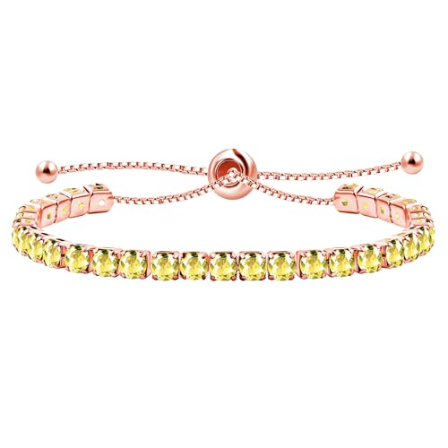 Uloveido Gelb Kristall Tennis Armband mit Slider Bolo Verschluss Damen Mode Rose Gold überzogene Cubic Zirkonia Addjustable Kette Armband Y4043 von Uloveido