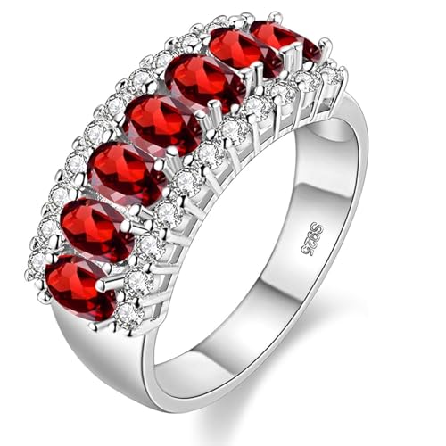 Uloveido Goldbeschichteter Ehering mit 7 oval geschliffenen Lila Zirkonia-Kristallsteinen für Damen J501 (Gold, Lila, Größe 19) von Uloveido