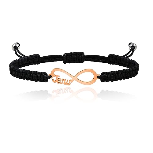 Uloveido Handgefertigtes String-Armband, einfache Jesus-Armbänder, verstellbar, schwarz, geflochtene Schnur, minimalistischer Schmuck für Frauen und Mädchen, Einstellbar, Polyester, Kein Edelstein von Uloveido