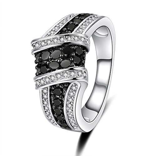 Uloveido Lady Schwarz Gun plattiert Unendlichkeitsknoten Criss Cross Ring für Frauen Hochzeit mit schwarzen CZ Stones Y423 von Uloveido