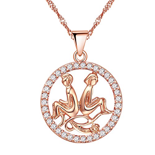 Uloveido Mädchen Jungen Mode Geburtstag Halsketten Geschenk Charme Fische Sternzeichen Anhänger Halskette Rose Gold Überzogener Schmuck für Frauen N1047 von Uloveido