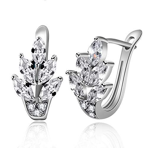 Uloveido Mädchen Marquise Cut weißen Zirkonia U Creolen platiniert Lab erstellt Diamant Hochzeit Ohrringe Y337 (weiß) von Uloveido