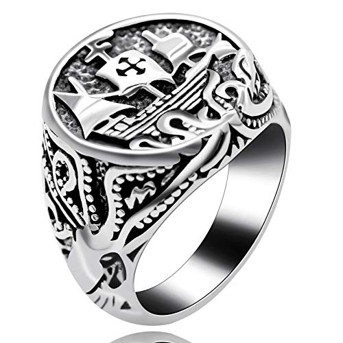 Uloveido Männer Big Cross Punk Schmuck Ring Edelstahl Punk Biker Ringe Jungen Männer Geburtstag Jubiläum Party Schmuck Ring Y521 von Uloveido