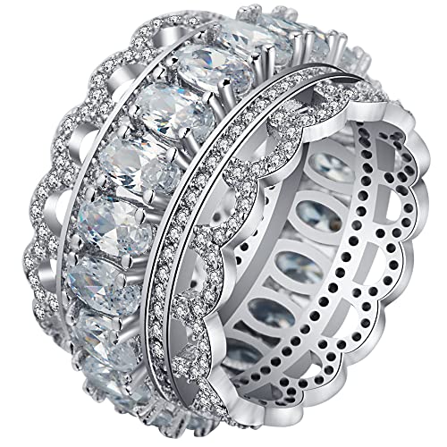 Uloveido Marquise Cut Eternity Band Ringe für Damen - Platin plattiert Zirkonia Filigran Band Ring für Mädchen, Ehering Ersatz, Schöne Brautringe Damen (Größe 57 (18.1) NR309 von Uloveido