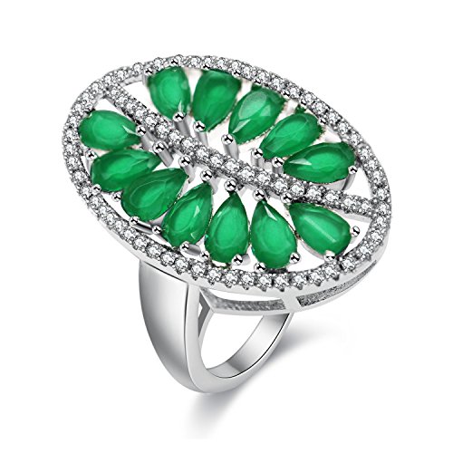 Uloveido Marquise Cut Green Leaf Kostüm Schmuck CZ Kristall Ring für Frauen Weibliche Platin Überzogene Hochzeit Ringe Größe 52 (16.6) PJ100 von Uloveido