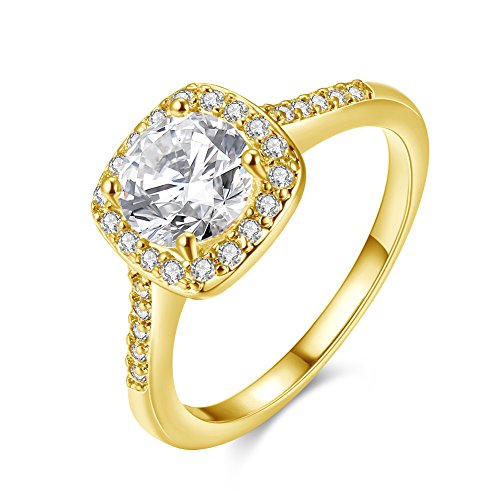 Uloveido Ladies Pretty Gold Plated Lab Erstellt Diamant-Zirkonia-Verlobungsringe Versprechen Jubiläumsgeschenke (Gold, Größe 59 (18.8)) von Uloveido