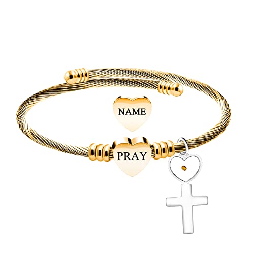 Uloveido Personalisierbarer Gravur-Name, inspirierendes Berg-Armband, Edelstahl, christliches Geschenk für Männer und Frauen, religiöser Glaubensschmuck, Medium, Edelstahl, Ohne Edelstein von Uloveido