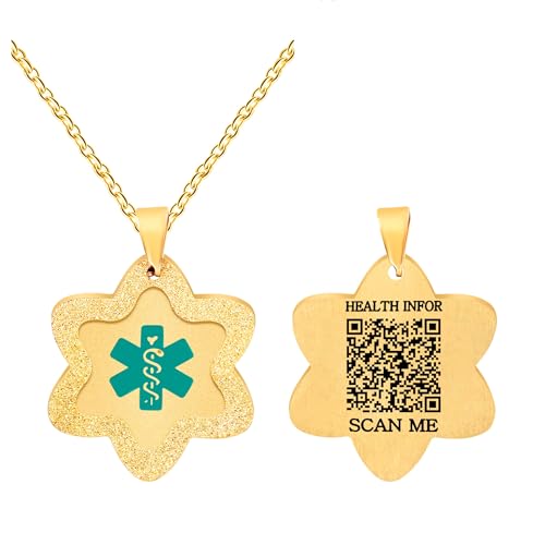 Uloveido Personalisierter Qr-Code-Niedlicher Medizin-ID-Anhänger Für Frauen, Gravierte Notfallkontakt-Informationen Schmuck Ya5503 von Uloveido