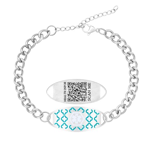 Uloveido QR-Code Graviertes Medizinisches ID-Armband – Edelstahl Cuban-Link Kette mit Personalisierter Gesundheitsinformation für Notfallkontakt YA5948 Uloveido QR-Code Graviertes Medizinisches ID-Armband – Edelstahl Cuban-Link Kette mit Personalisierter Gesundheitsinformation für Notfallkontakt YA5948 von Uloveido