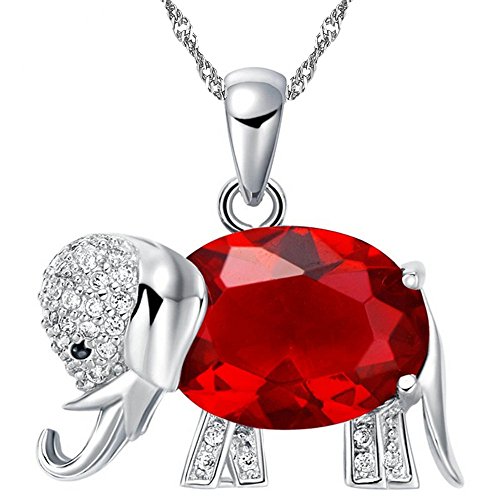 Uloveido Red Crystal African Wild Life Schöne Elefant Anhänger Glück Tier Halsketten Schmuck für Damen Muttertagsgeschenk (Rot) N1154 von Uloveido