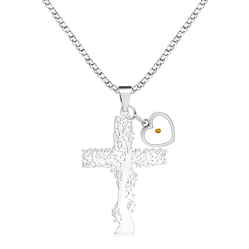 Uloveido Religiöse Baum des Lebens Kreuz Halskette, Edelstahl Box Kette Halskette – Charm Herz Senfsamen Glaube Kreuz Anhänger Halskette für Männer Frauen Christian YA4473, Edelstahl, Kein Edelstein Uloveido Religiöse Baum des Lebens Kreuz Halskette, Edelstahl Box Kette Halskette – Charm Herz Senfsamen Glaube Kreuz Anhänger Halskette für Männer Frauen Christian YA4473, Edelstahl, Kein Edelstein von Uloveido
