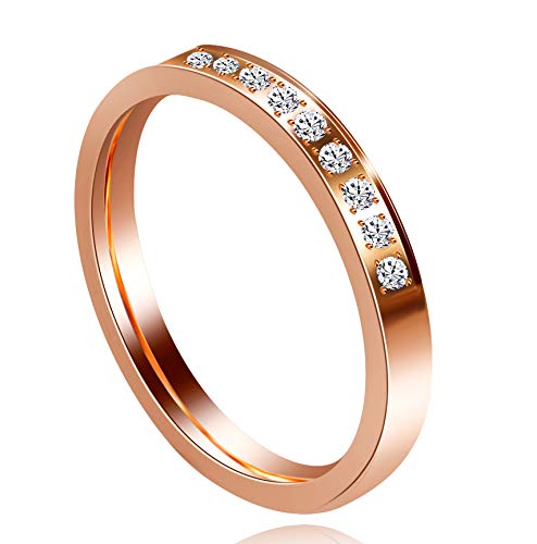 Uloveido Rose Gold Farbe Titan Stahl Engagement Jubiläum Hochzeit Unendlichkeit Band Ring für Frauen Freundin mit Zirkonia Y557 von Uloveido