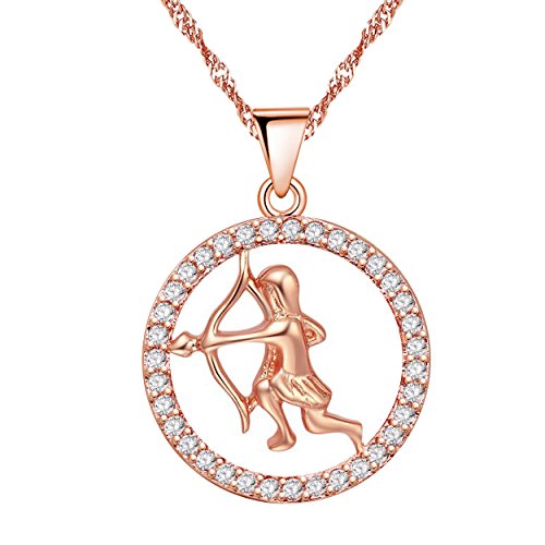 Uloveido Schütze Sternzeichen Anhänger Halskette für Mädchen Rose Gold überzogene Kette Halskette für Frauen Geburtstag Schmuck Geschenk mit Zirkonia N1047 von Uloveido