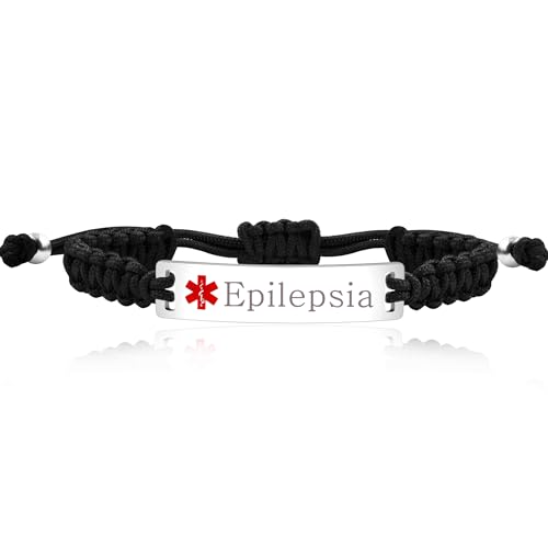Uloveido Schwarz graviert Epilepsie Medical Identity Armband Y3944 von Uloveido