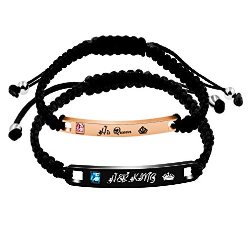 Uloveido Seine Königin und Ihr König Paare Armband handgefertigte geflochtene verstellbare Seil gewebte Armreif für Frauen Männer (Königin König) von Uloveido